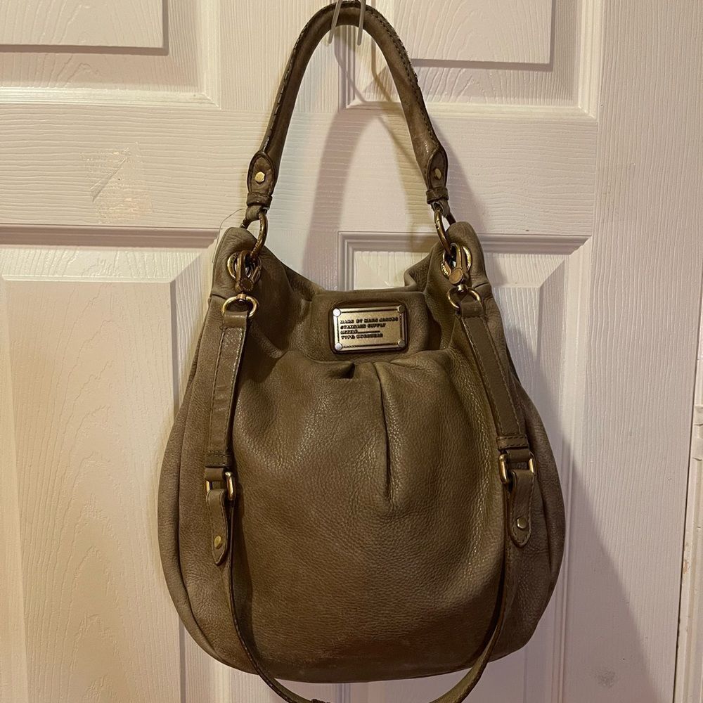 Marc by Marc Jacobs leather taupe Satchel/ shoulder bag brass hardwares..